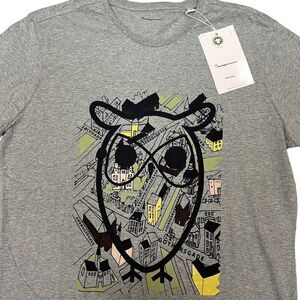 Knowledge Cotton Apparel Men's L Big Owl Print T-shirt Europe Streets‎ Denmark